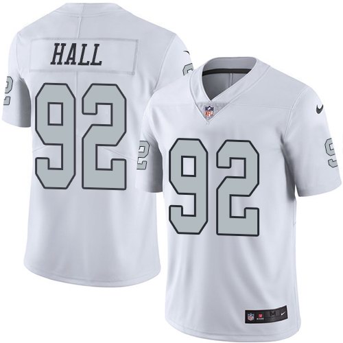 Nike Men & Women & Youth Raiders 92 P. J. Hall White Color Rush Limited Jersey,We sell and wholesale Nike Men & Women & Youth Raiders 92 P. J. Hall White Color Rush Limited Jersey on line form chian!